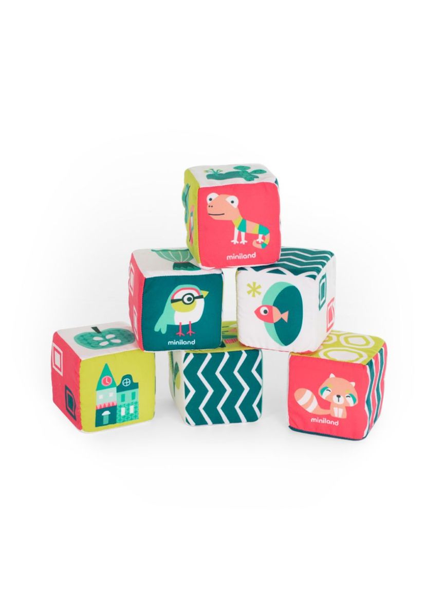 Miniland σετ μαλακών κύβων κουδουνίστρας me97230 - Miniland