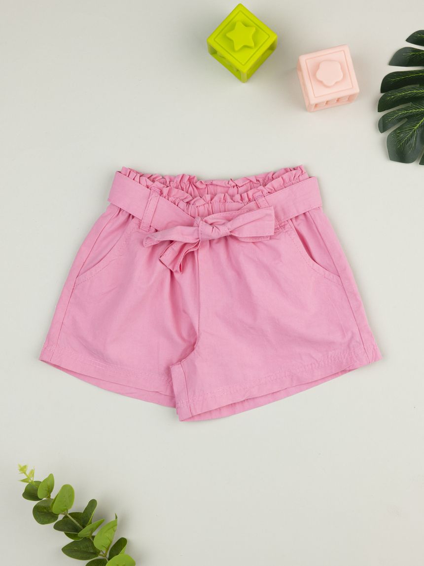 παιδικό σορτσάκι ροζ με ζώνη για κορίτσι - Prénatal