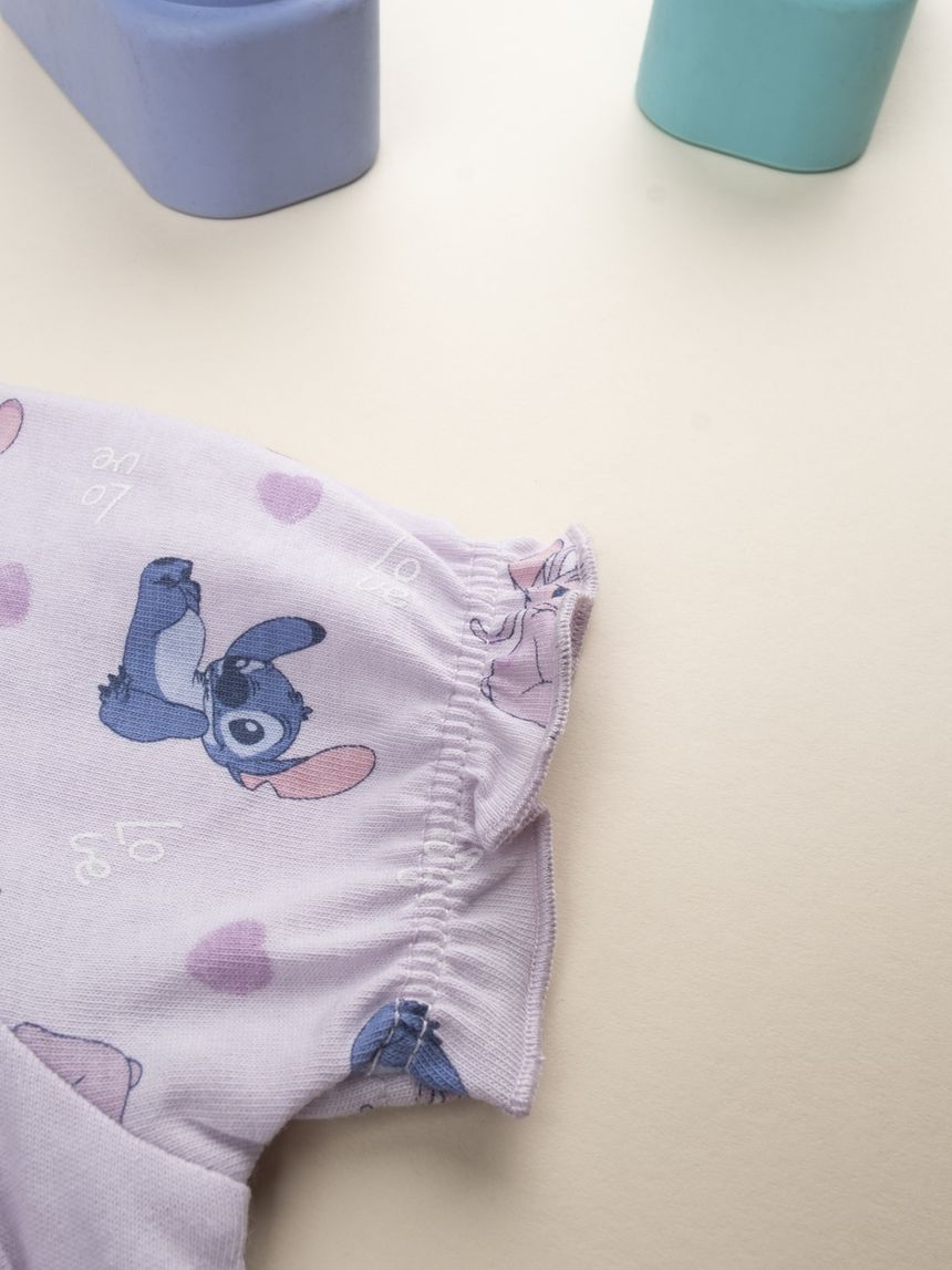 βρεφική ολόσωμη πιτζάμα λιλά stitch για κορίτσι - Prénatal