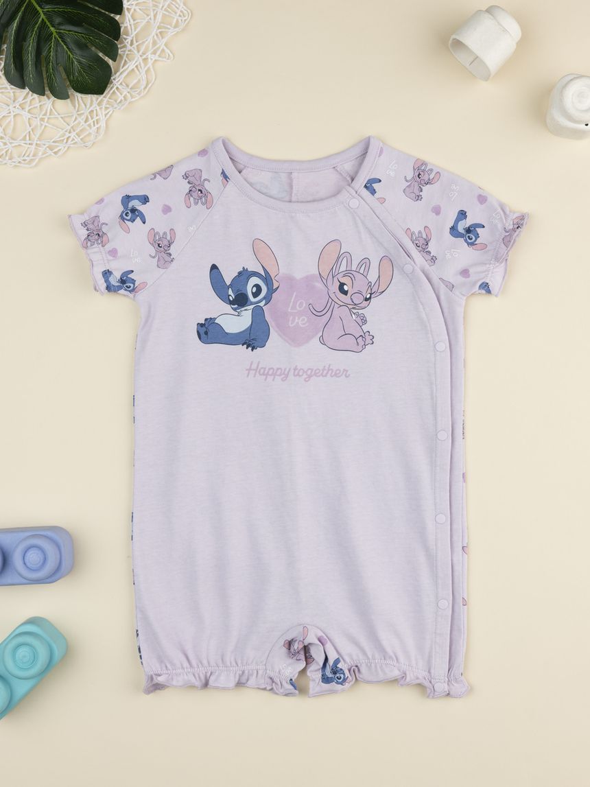βρεφική ολόσωμη πιτζάμα λιλά stitch για κορίτσι - Prénatal
