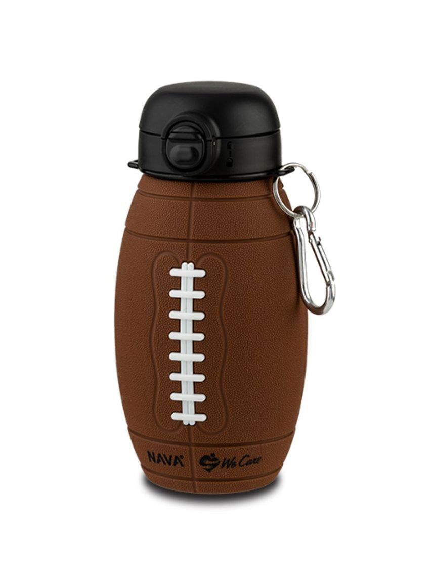 Nava μπουκάλι νερού σιλικόνης καφέ μπάλα ράγκμπι "we care" 630ml 10-006-001 - Nava