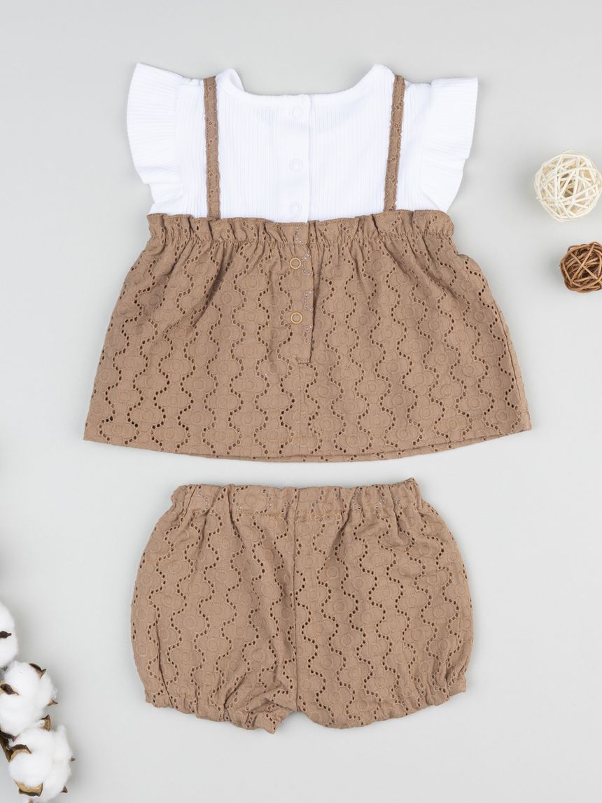 βρεφικό σετ t-shirt και σορτσάκι sangallo για κορίτσι - Prénatal