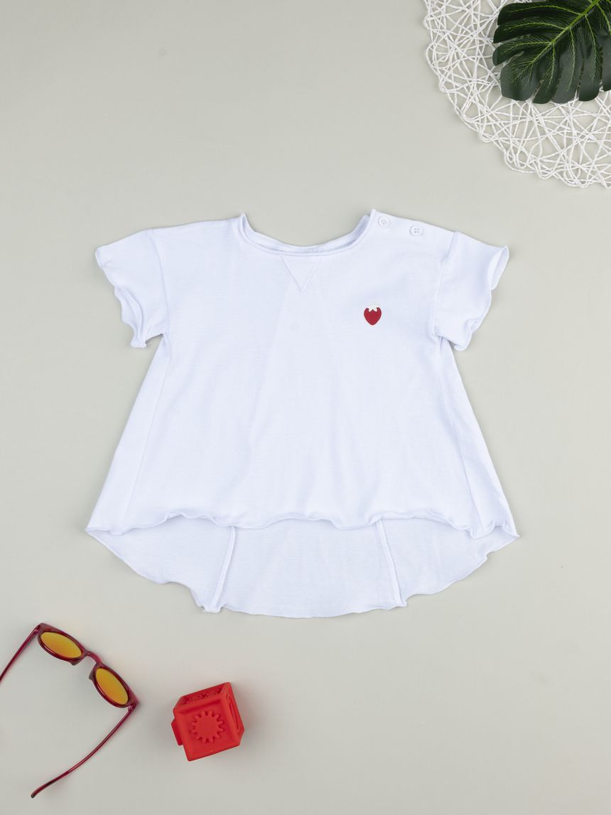 βρεφικό t-shirt λευκό με φράουλα για κορίτσι - Prénatal