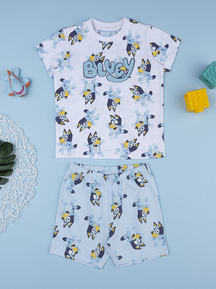 βρεφική πιτζάμα λευκή/γαλάζια bluey για αγόρι - Prénatal