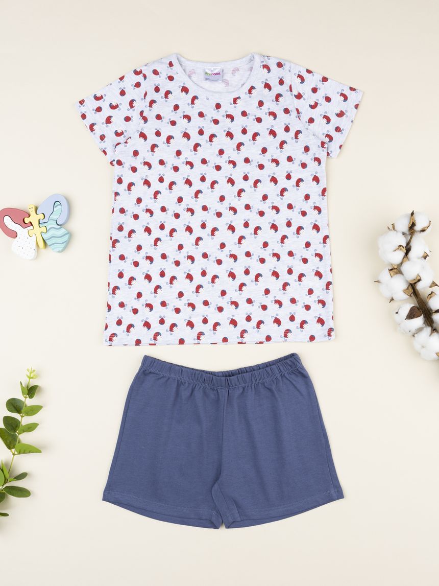 παιδική πιτζάμα γκρι/μπλε με πασχαλίτσες για κορίτσι - Prénatal