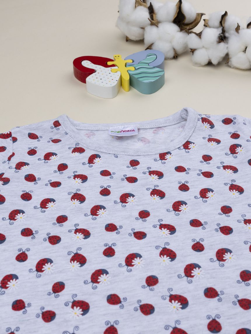 παιδική πιτζάμα γκρι/μπλε με πασχαλίτσες για κορίτσι - Prénatal