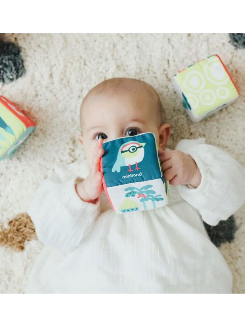 Miniland σετ μαλακών κύβων κουδουνίστρας me97230 - Miniland