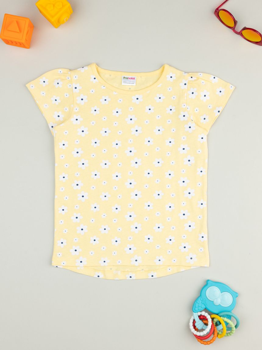 παιδικό t-shirt κίτρινο με μαργαρίτες για κορίτσι - Prénatal