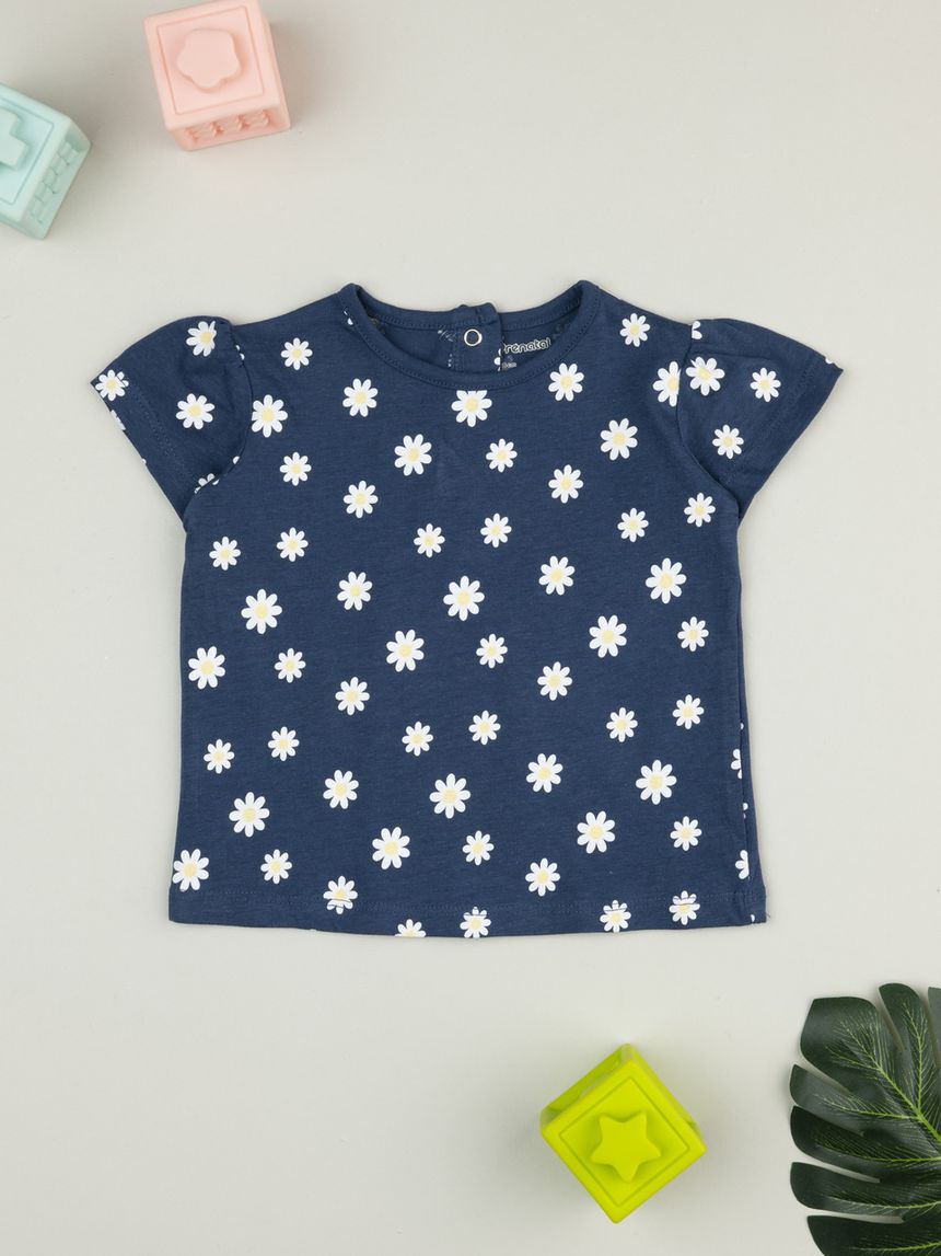 βρεφικό t-shirt μπλε με μαργαρίτες για κορίτσι - Prénatal