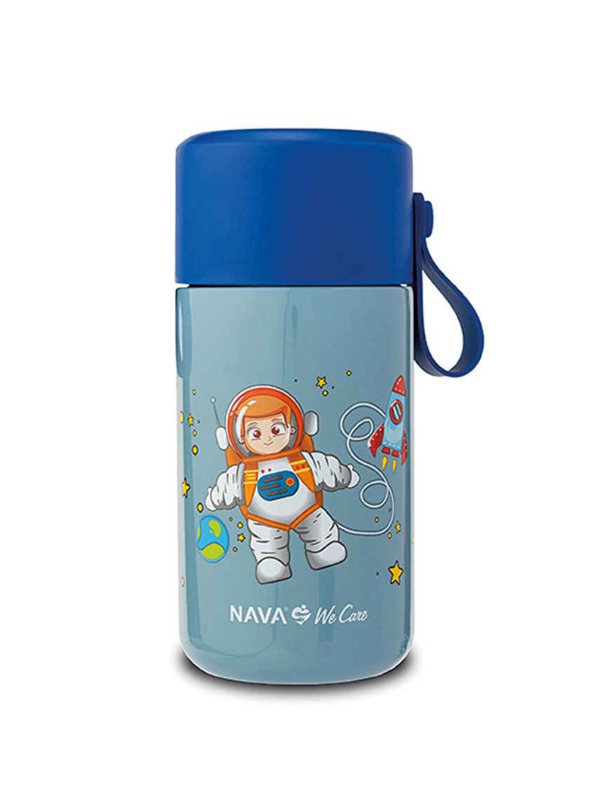 Nava παιδικό δοχείο φαγητού ισοθερμικό στρογγυλό "we care" 600ml μπλε 10-007-011 - Nava