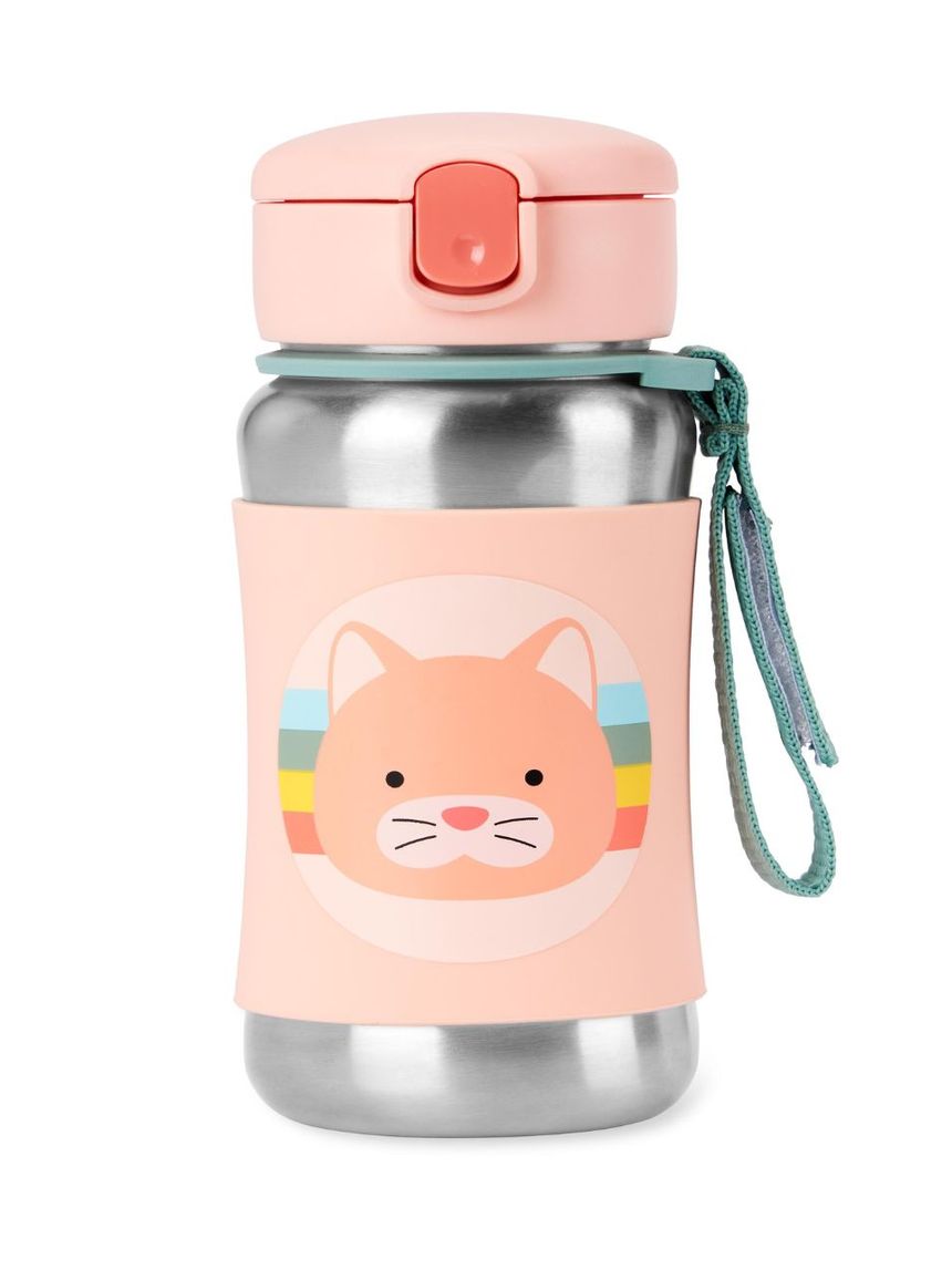Skip hop zoo stainless steel παγούρι με καλαμάκι 350ml cat 9s891810 - SKIP HOP