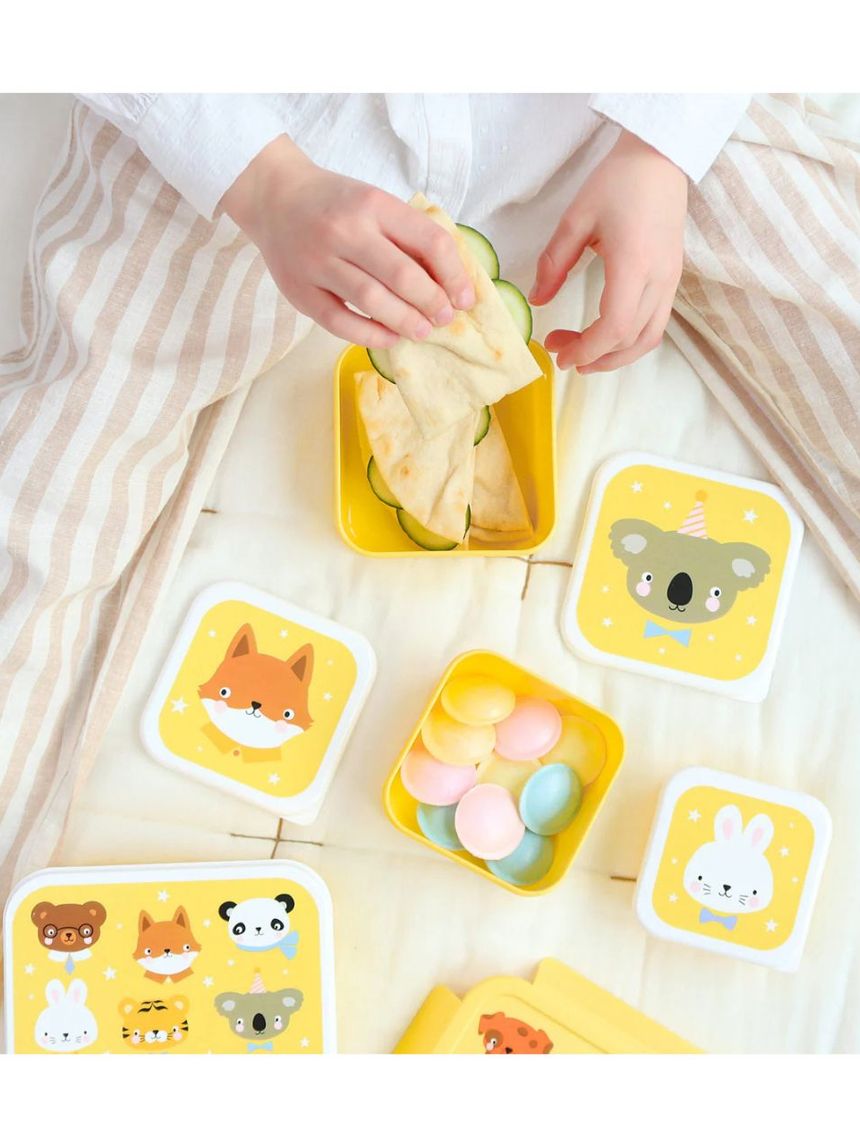 A little lovely company σετ 4 δοχεία φαγητού lunch & snack box animal friends sbseaf81 - A LITTLE LOVELY COMP