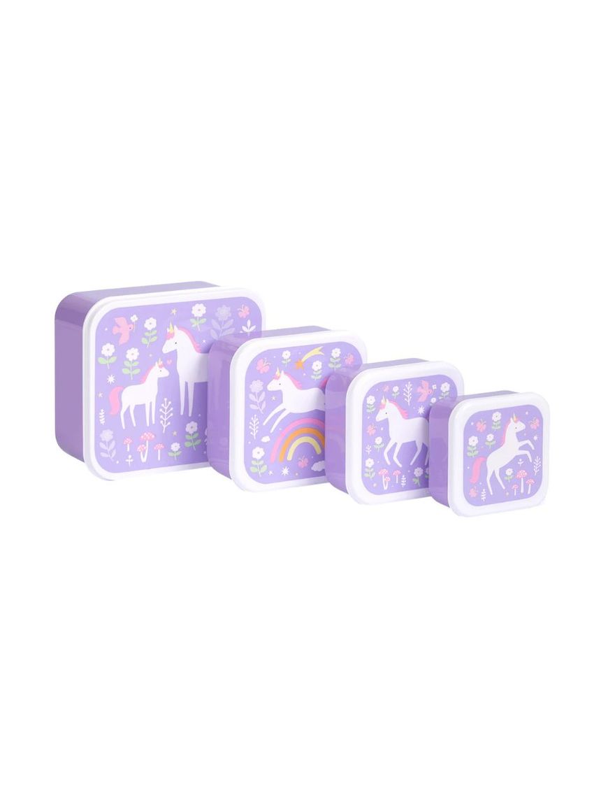 A little lovely company σετ 4 δοχεία φαγητού lunch & snack box unicorn dreams sbseud73 - A LITTLE LOVELY COMP