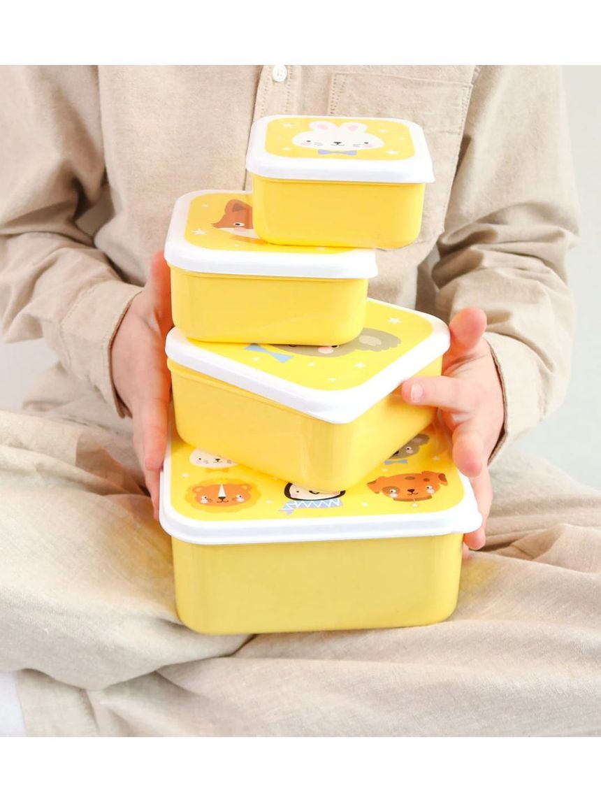 A little lovely company σετ 4 δοχεία φαγητού lunch & snack box animal friends sbseaf81 - A LITTLE LOVELY COMP