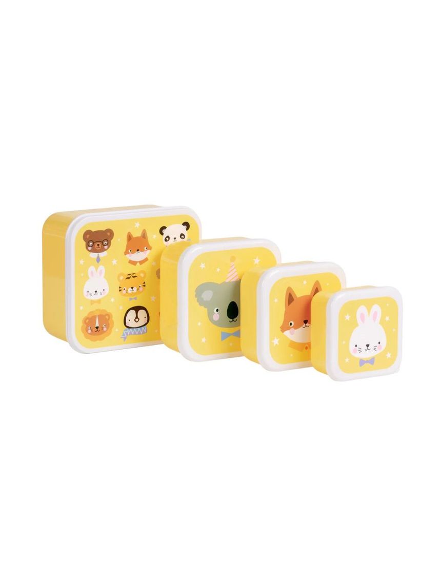 A little lovely company σετ 4 δοχεία φαγητού lunch & snack box animal friends sbseaf81 - A LITTLE LOVELY COMP
