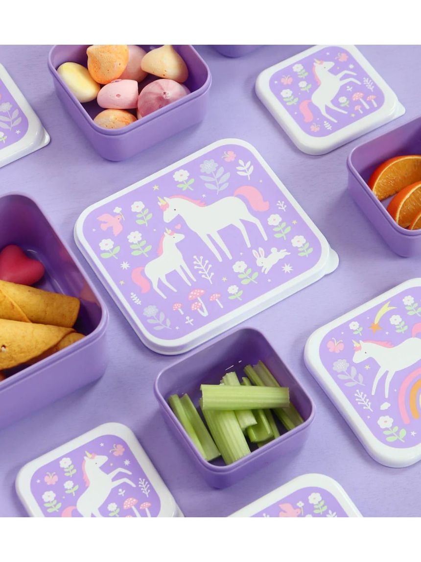 A little lovely company σετ 4 δοχεία φαγητού lunch & snack box unicorn dreams sbseud73 - A LITTLE LOVELY COMP
