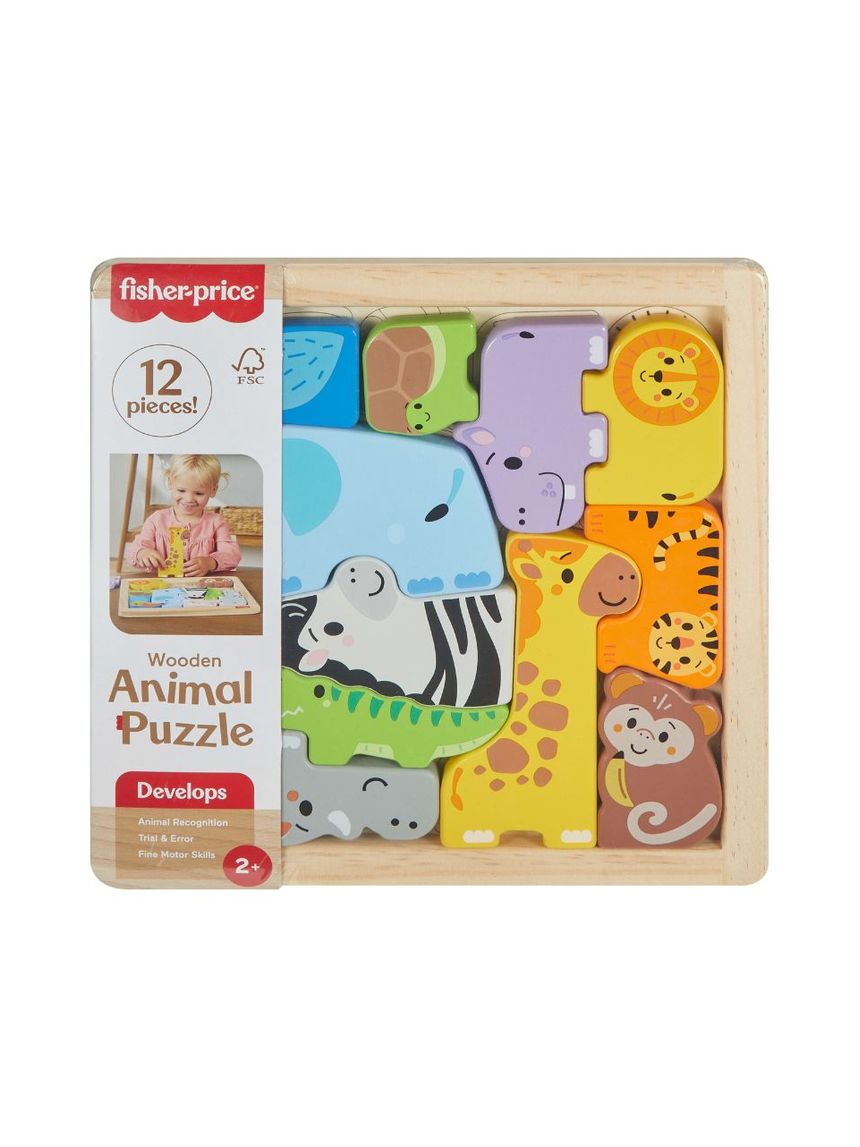 Mattel fisher-price ξύλινο παζλ με ζωάκια jfg10 - Fisher-Price