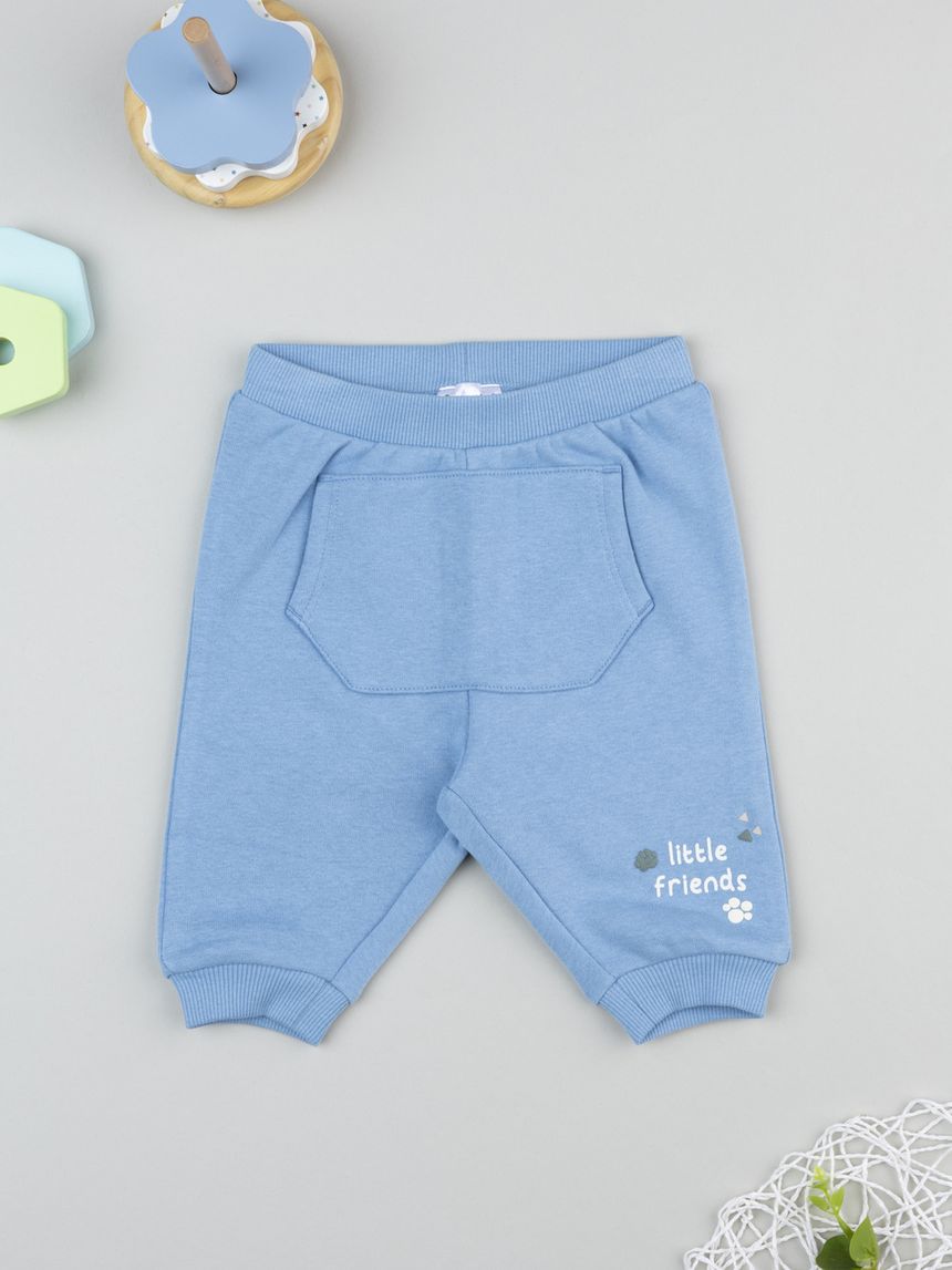 βρεφικό παντελόνι φόρμας γαλάζιο little friends για αγόρι - Prénatal