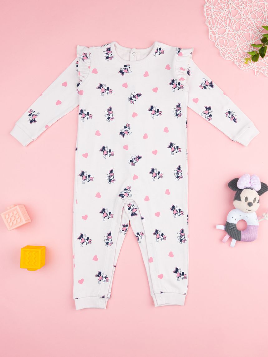 βρεφική ολόσωμη πιτζάμα λευκή minnie για κορίτσι - Prénatal