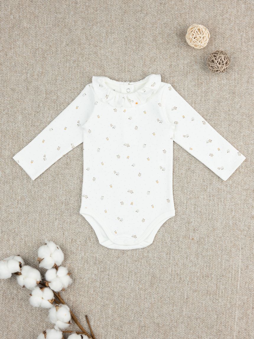 βρεφικό κορμάκι λευκό με λουλούδια για κορίτσι - Prénatal