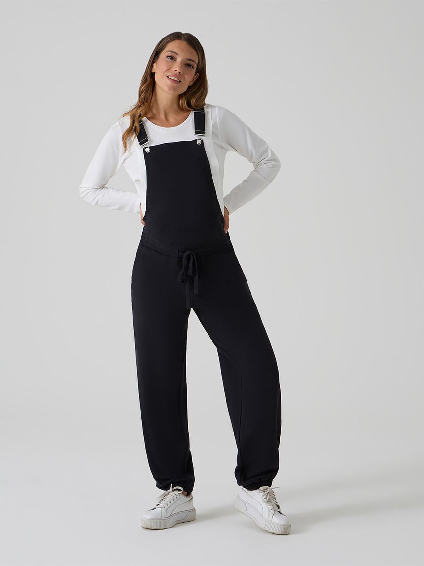 γυναικείο σετ σαλοπέτα και μπλούζα εγκυμοσύνης/θηλασμού μαύρο - Prénatal