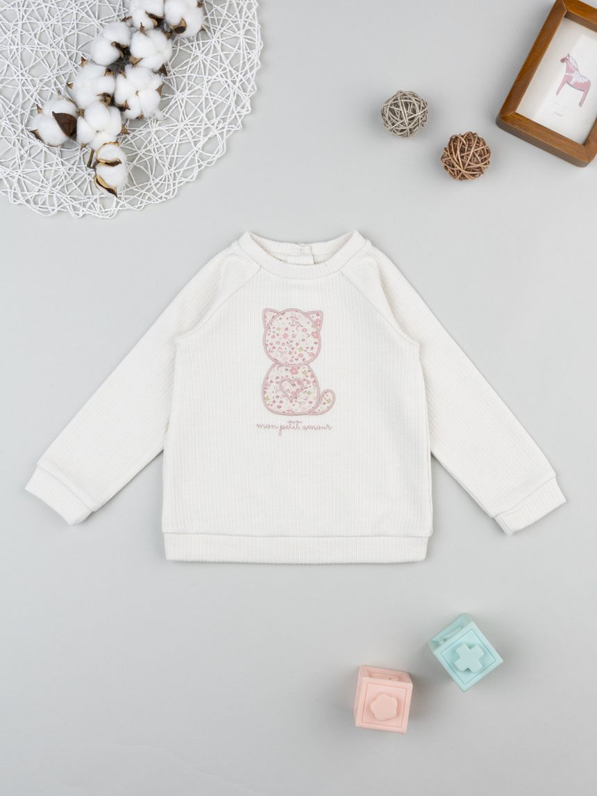 βρεφική μπλούζα φούτερ λευκή petit amour για κορίτσι - Prénatal