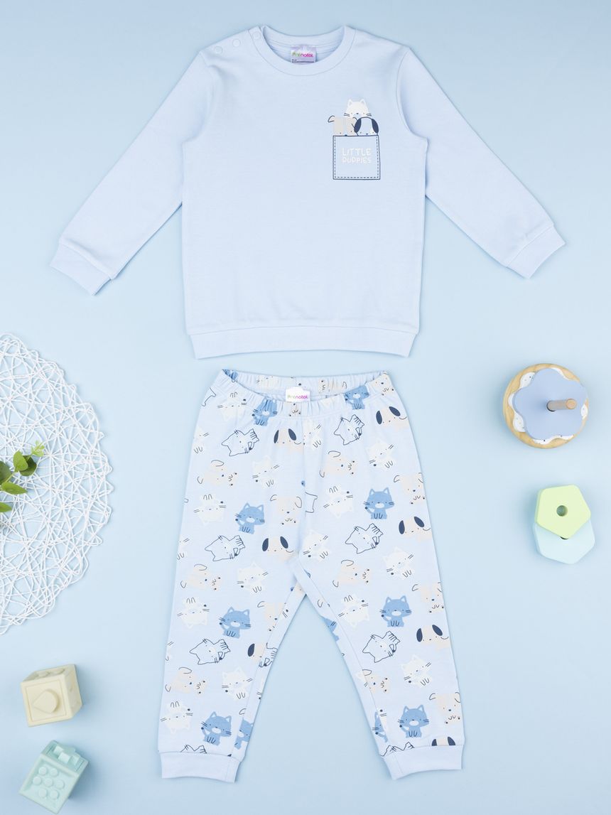 βρεφική πιτζάμα γαλάζια puppies για αγόρι - Prénatal