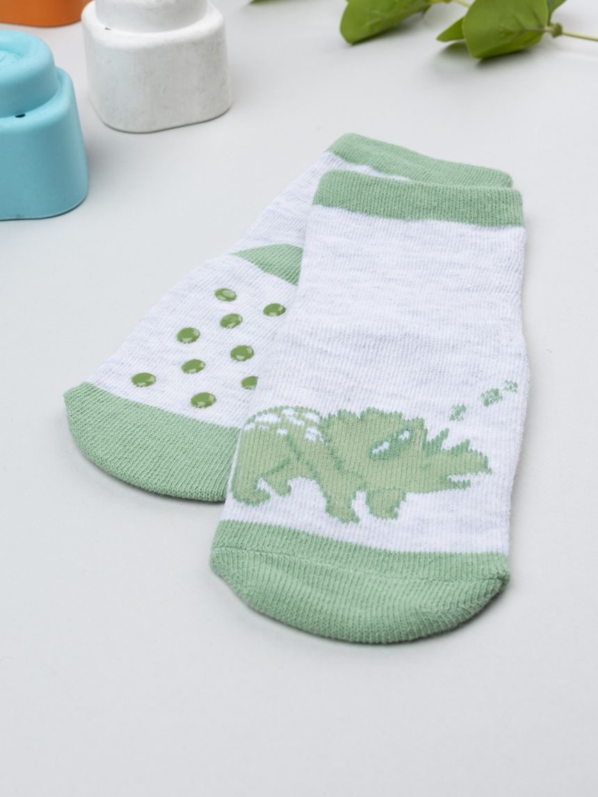 βρεφικές αντιολισθητικές κάλτσες με δεινόσαυρο για αγόρι - Prénatal