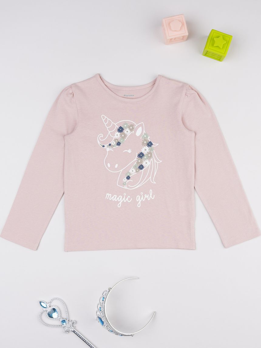 παιδική μπλούζα ροζ magic girl για κορίτσι - Prénatal