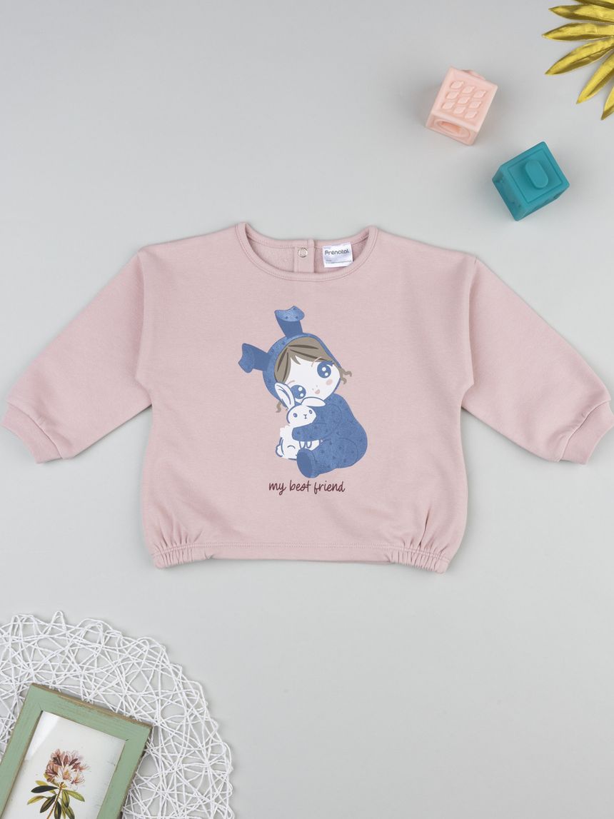 βρεφική μπλούζα φούτερ ροζ best friend για κορίτσι - Prénatal