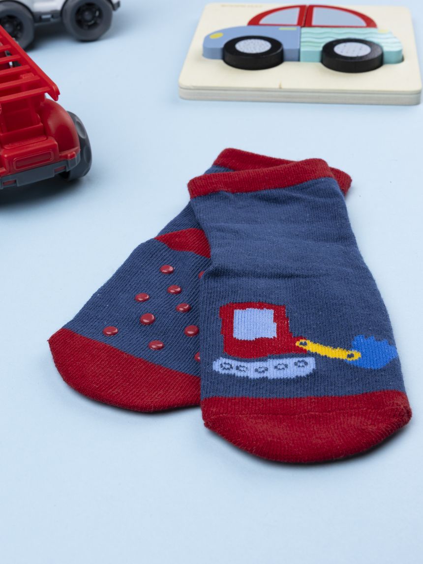 βρεφικές αντιολισθητικές κάλτσες με εκσκαφεά για αγόρι - Prénatal