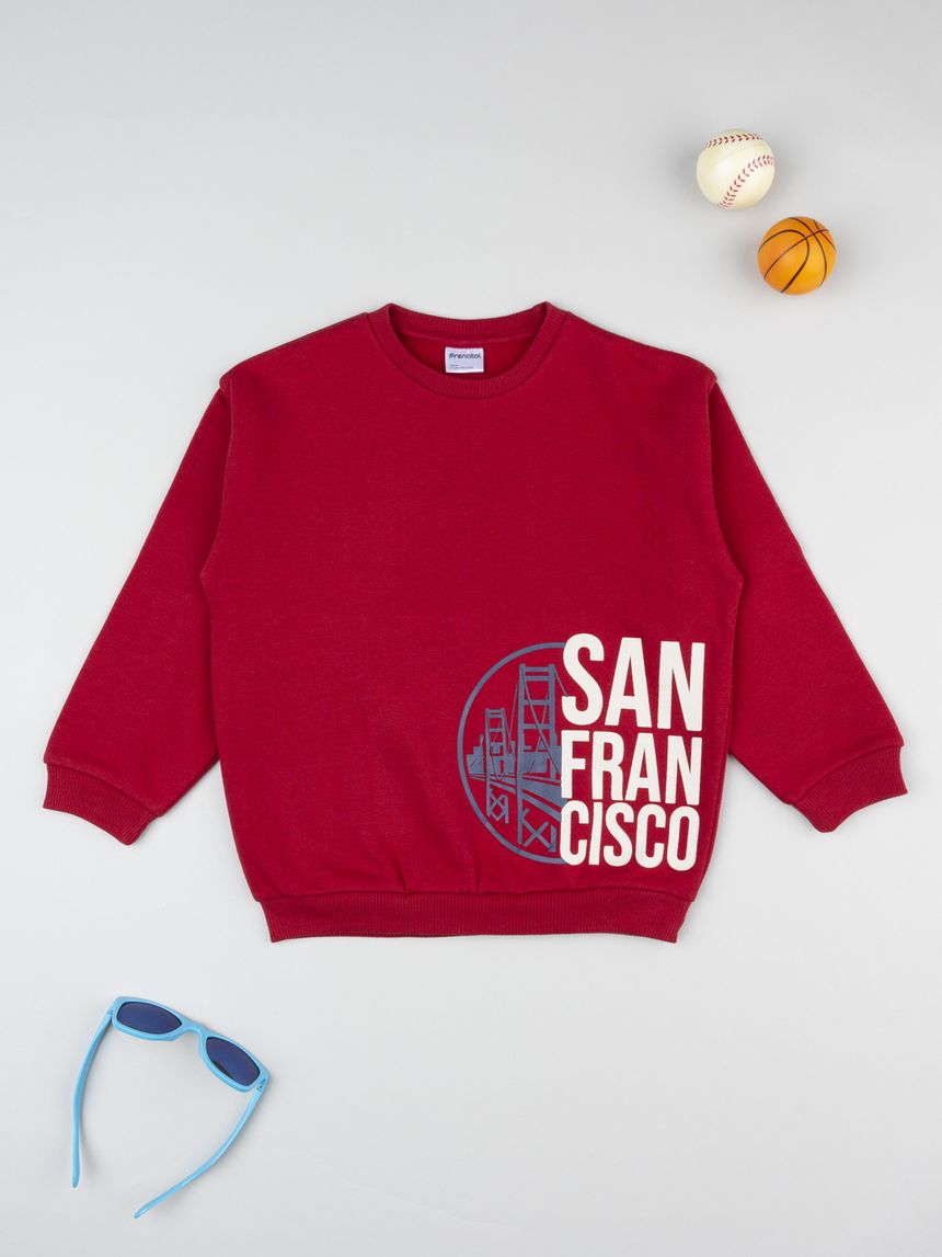 παιδική μπλούζα φούτερ μπορντώ san francisco για αγόρι - Prénatal