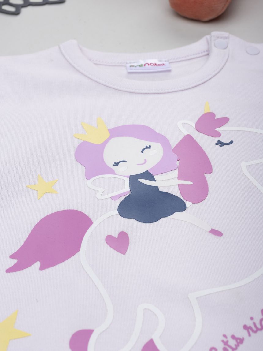 βρεφική πιτζάμα λιλά/μπλε με μονόκερο για κορίτσι - Prénatal