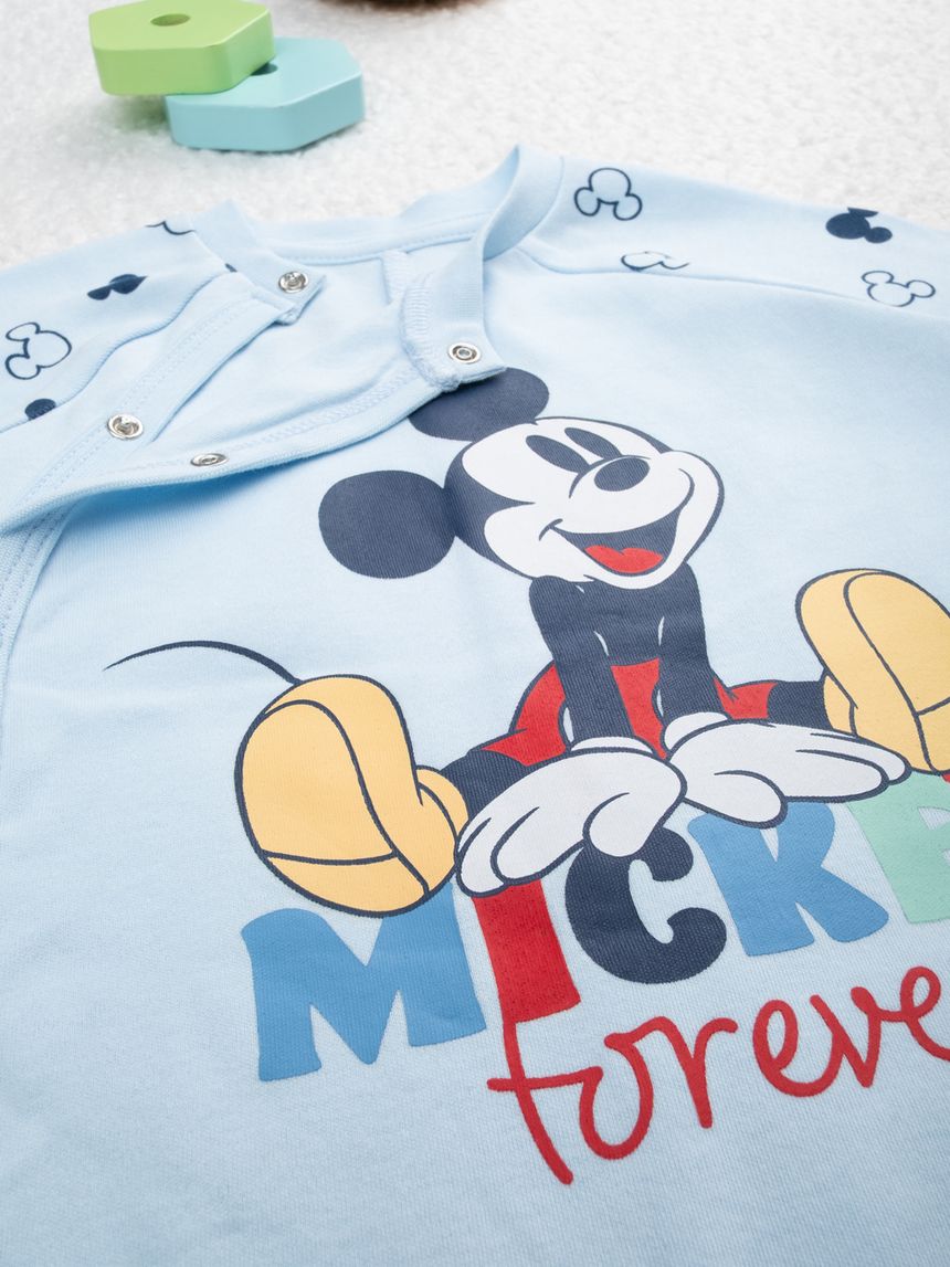 βρεφική ολόσωμη πιτζάμα γαλάζια mickey για αγόρι - Prénatal