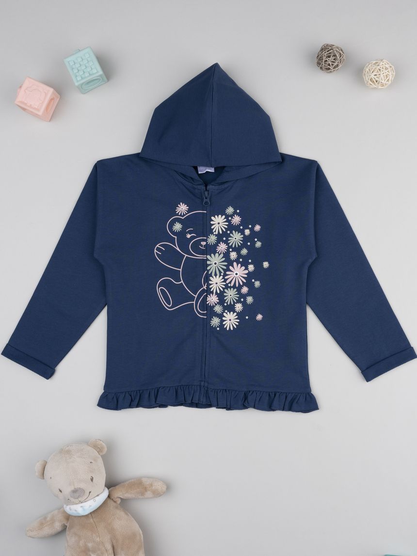 παιδική ζακέτα φούτερ μπλε με αρκουδάκι για κορίτσι - Prénatal