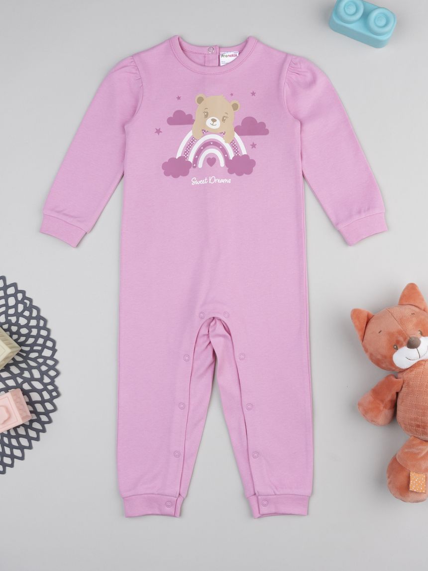 βρεφική ολόσωμη πιτζάμα ροζ sweet dreams για κορίτσι - Prénatal