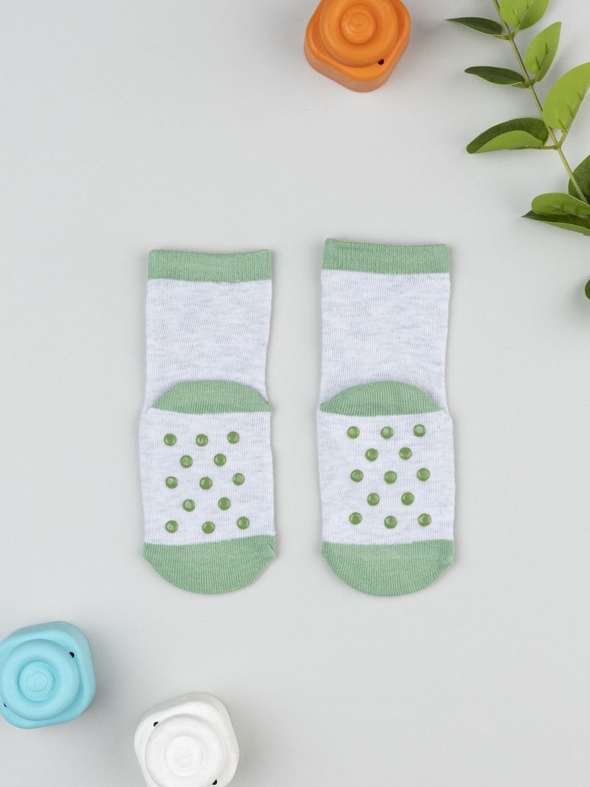 βρεφικές αντιολισθητικές κάλτσες με δεινόσαυρο για αγόρι - Prénatal