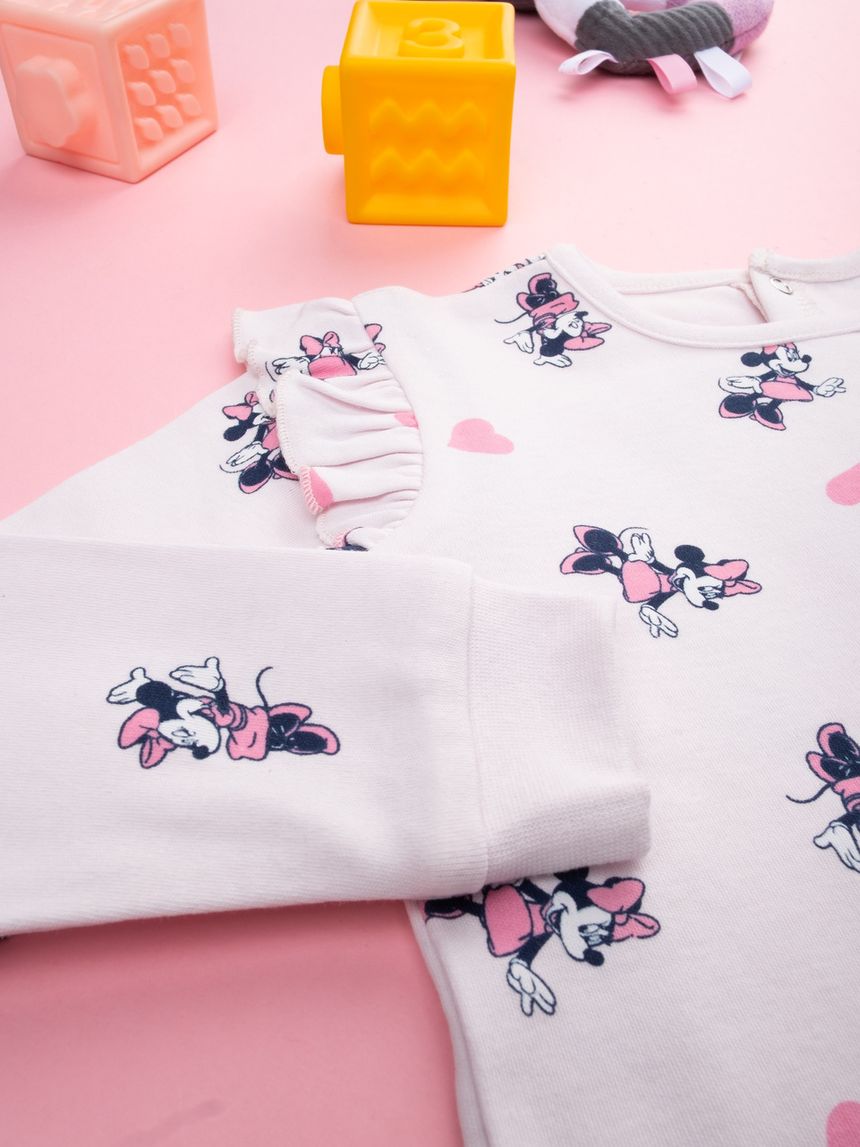 βρεφική ολόσωμη πιτζάμα λευκή minnie για κορίτσι - Prénatal