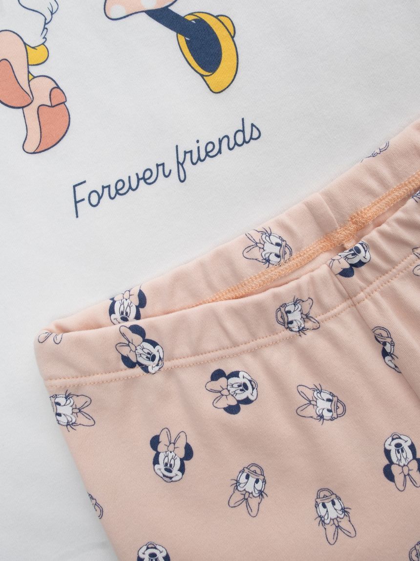 παιδική πιτζάμα λευκή/σομόν minnie & daisy για κορίτσι - Prénatal