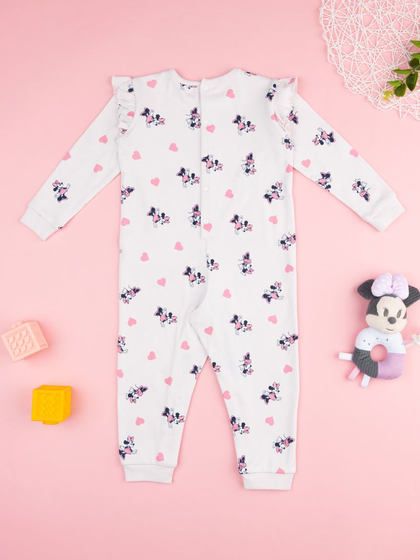 βρεφική ολόσωμη πιτζάμα λευκή minnie για κορίτσι - Prénatal