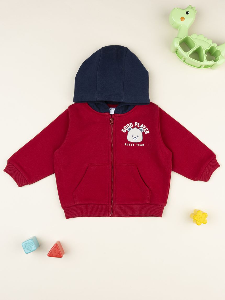 βρεφική ζακέτα φούτερ κόκκινη good player για αγόρι - Prénatal
