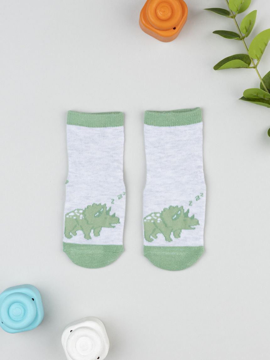 βρεφικές αντιολισθητικές κάλτσες με δεινόσαυρο για αγόρι - Prénatal