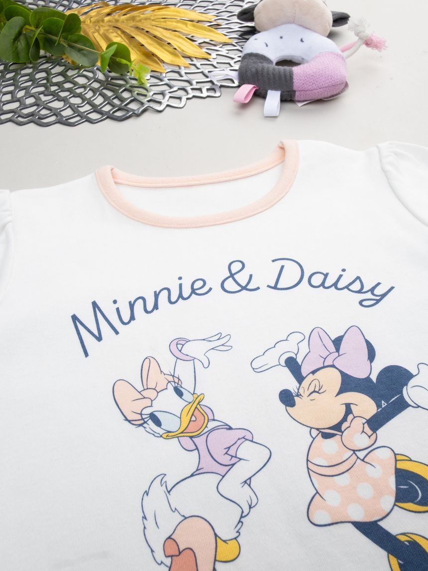 παιδική πιτζάμα λευκή/σομόν minnie & daisy για κορίτσι - Prénatal