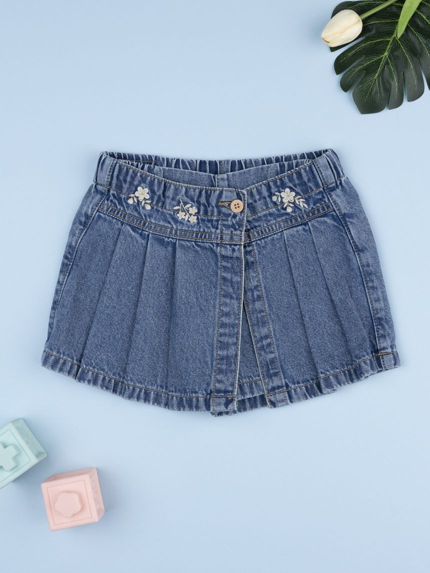 παιδικό τζιν σορτσάκι-φούστα flowers για κορίτσι - Prénatal