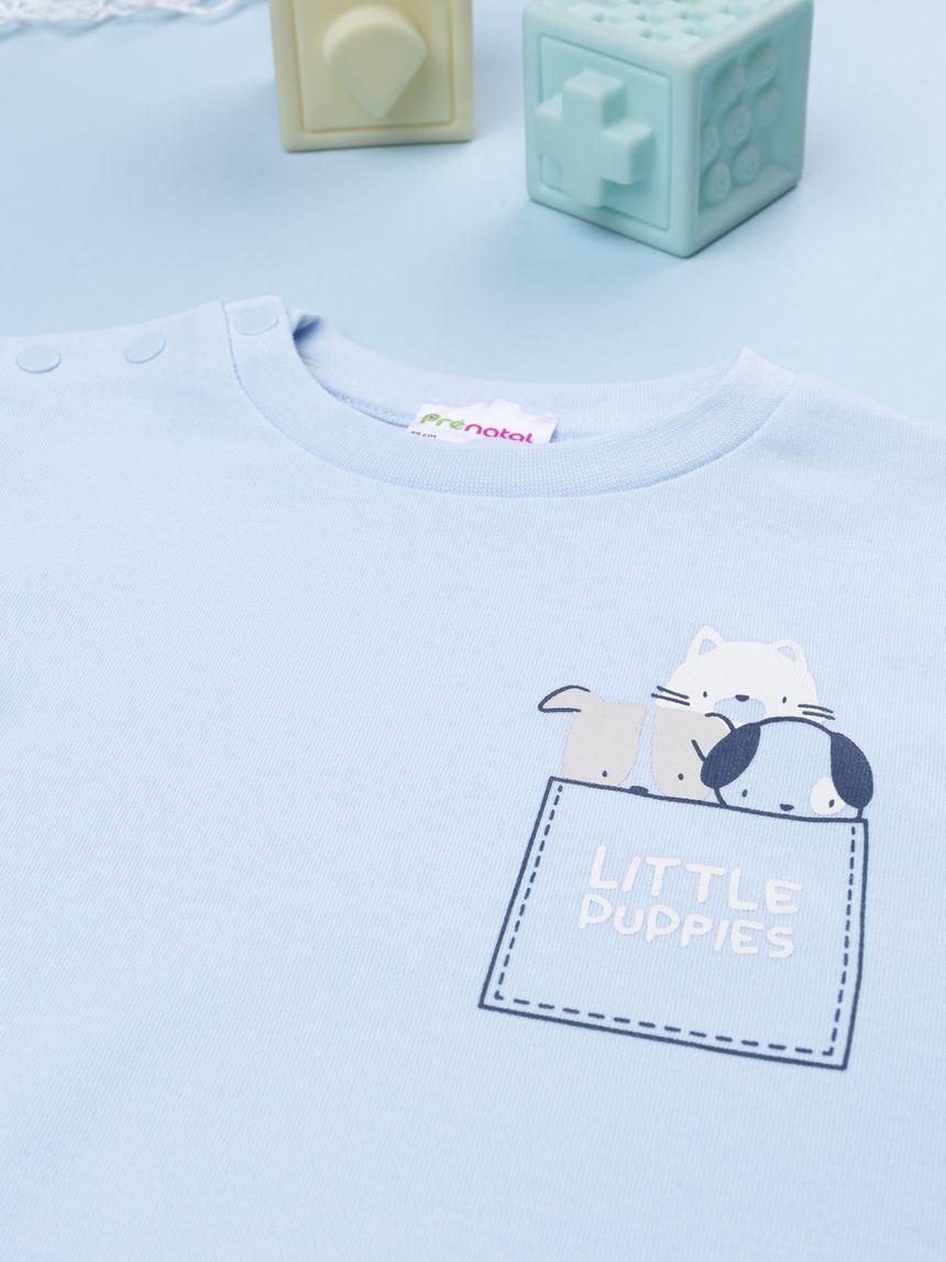 βρεφική πιτζάμα γαλάζια puppies για αγόρι - Prénatal