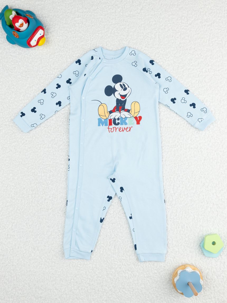 βρεφική ολόσωμη πιτζάμα γαλάζια mickey για αγόρι - Prénatal