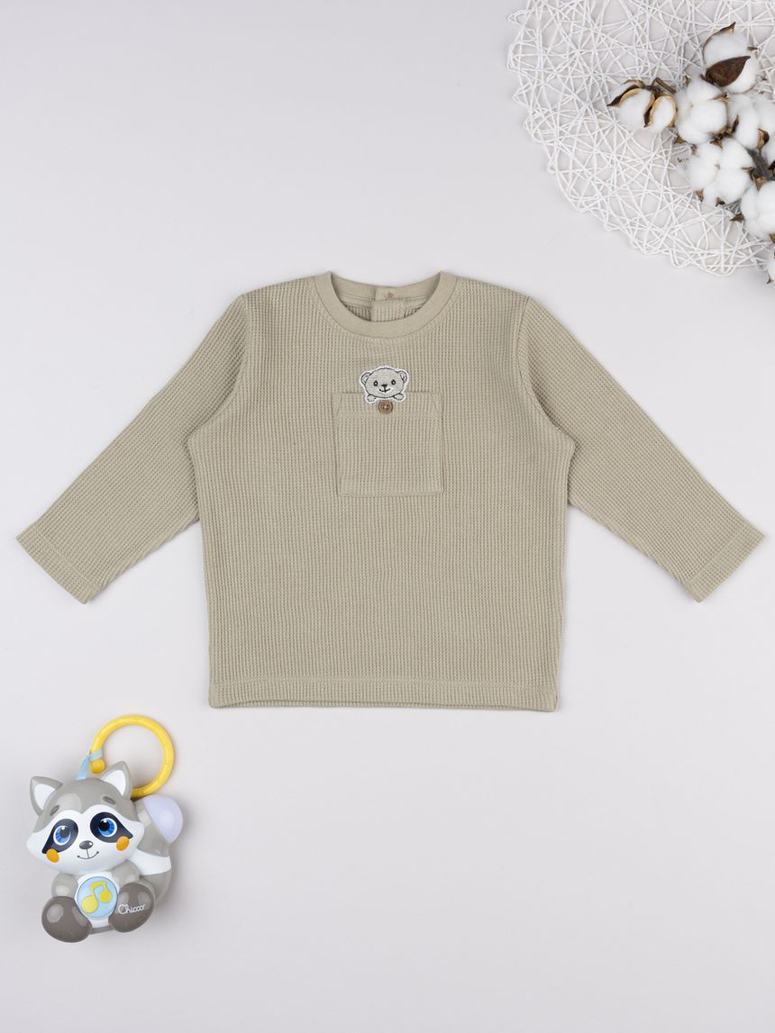 βρεφική μπλούζα μπεζ με αρκουδάκι για αγόρι - Prénatal