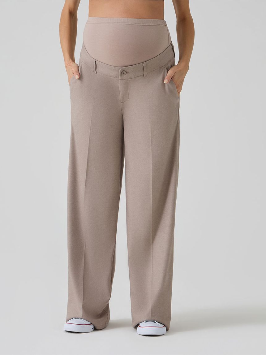 γυναικείο παντελόνι εγκυμοσύνης wide leg μπεζ - Prénatal