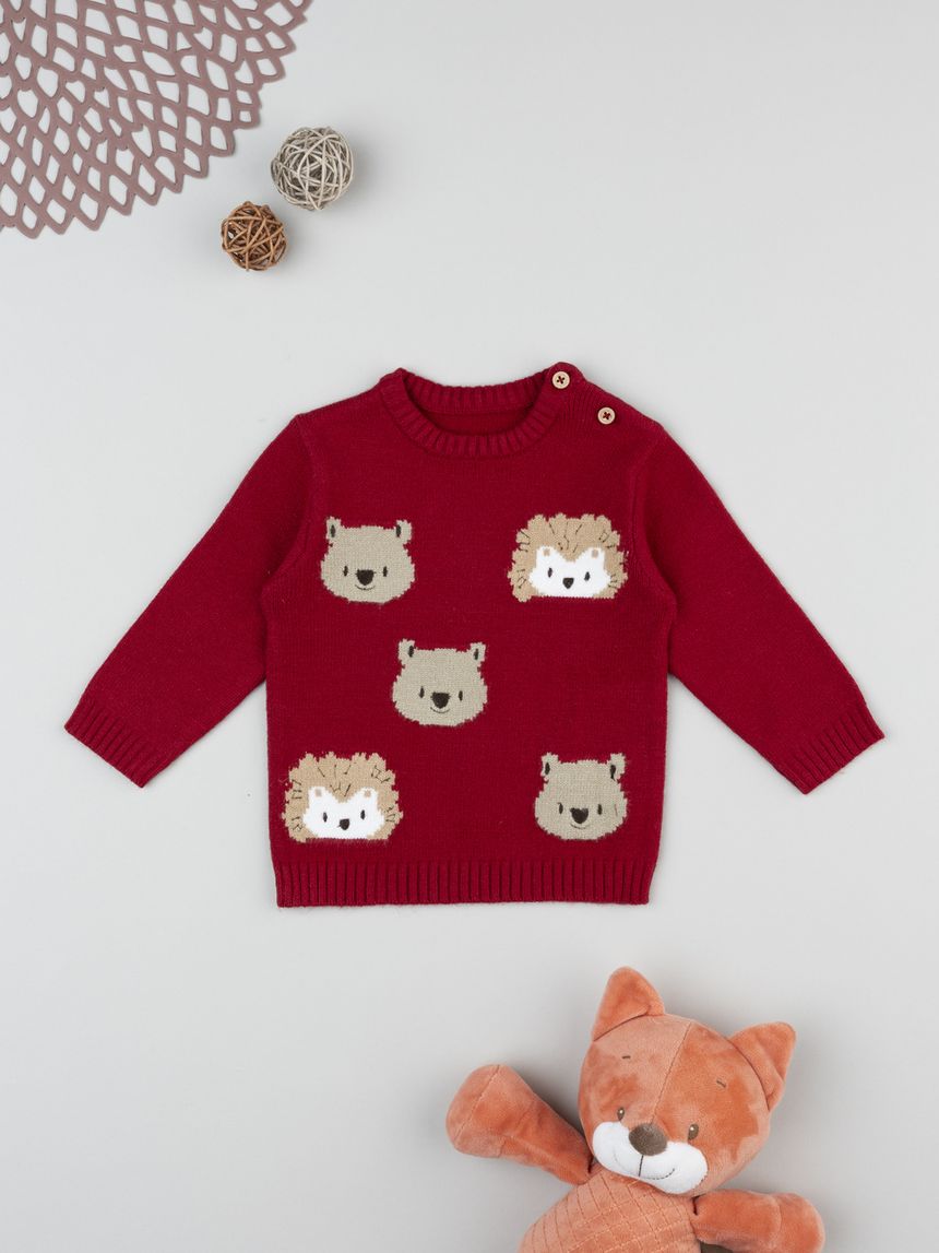 βρεφικό πουλόβερ μπορντώ mountain για αγόρι - Prénatal