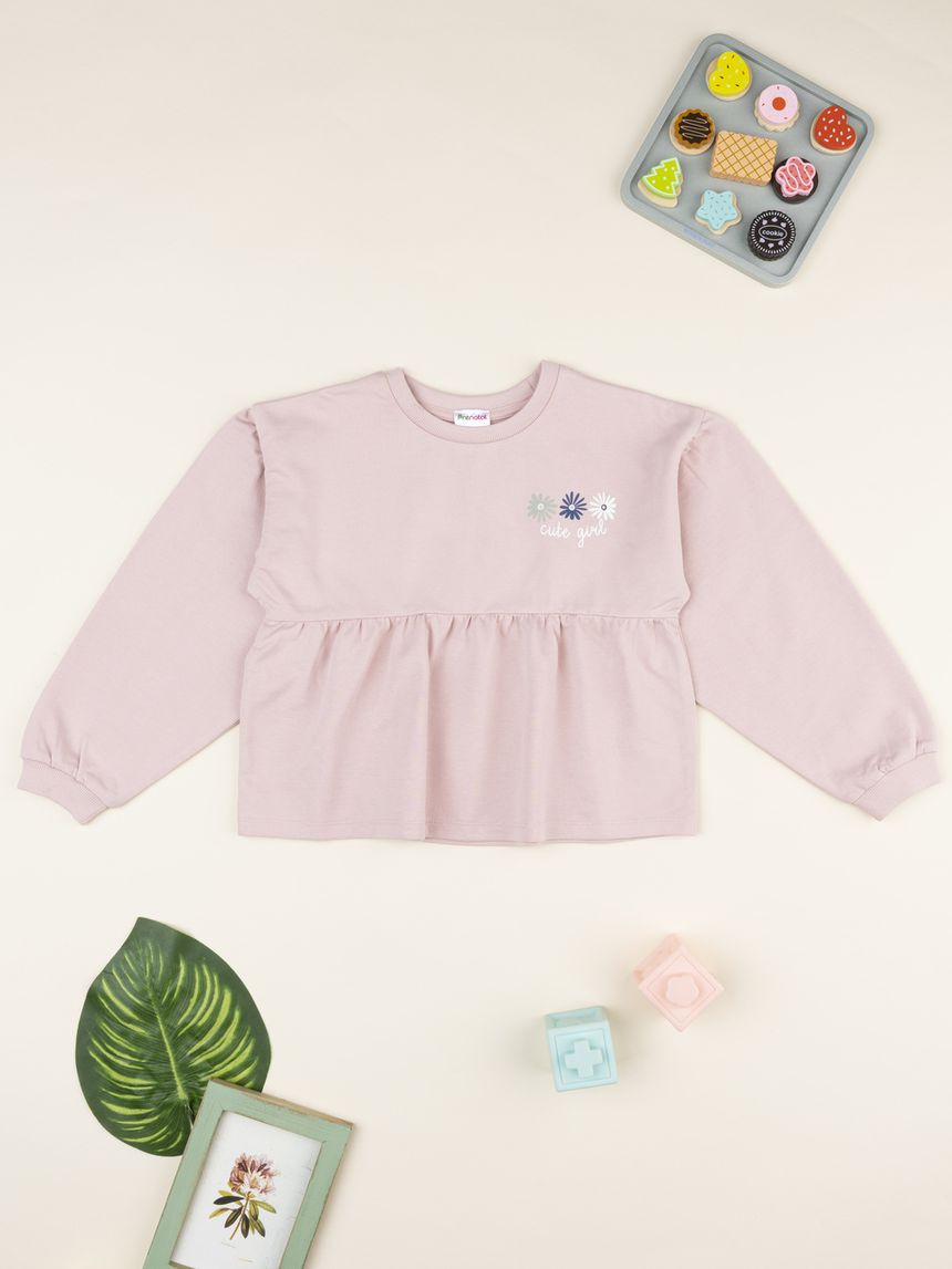 παιδική μπλούζα φούτερ ροζ με μαργαρίτες για κορίτσι - Prénatal